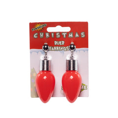 LED Red Bulb Clip-On Earrings