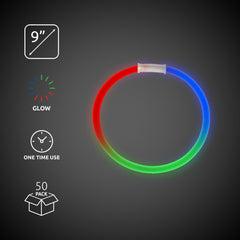 Green, Red & Blue 9" Glow Bracelets