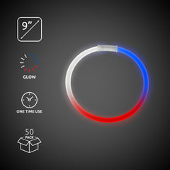 Red, White & Blue Glow 9" Bracelets