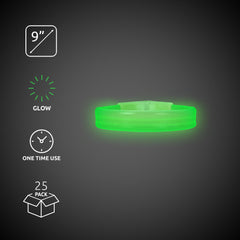Green Triple Wide 9" Glow Bracelets