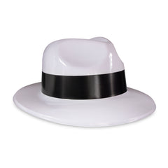 White Fedora Hats with Black Trim