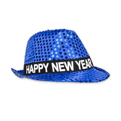 LED Happy New Year Blue Fedora