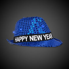 LED Happy New Year Blue Fedora
