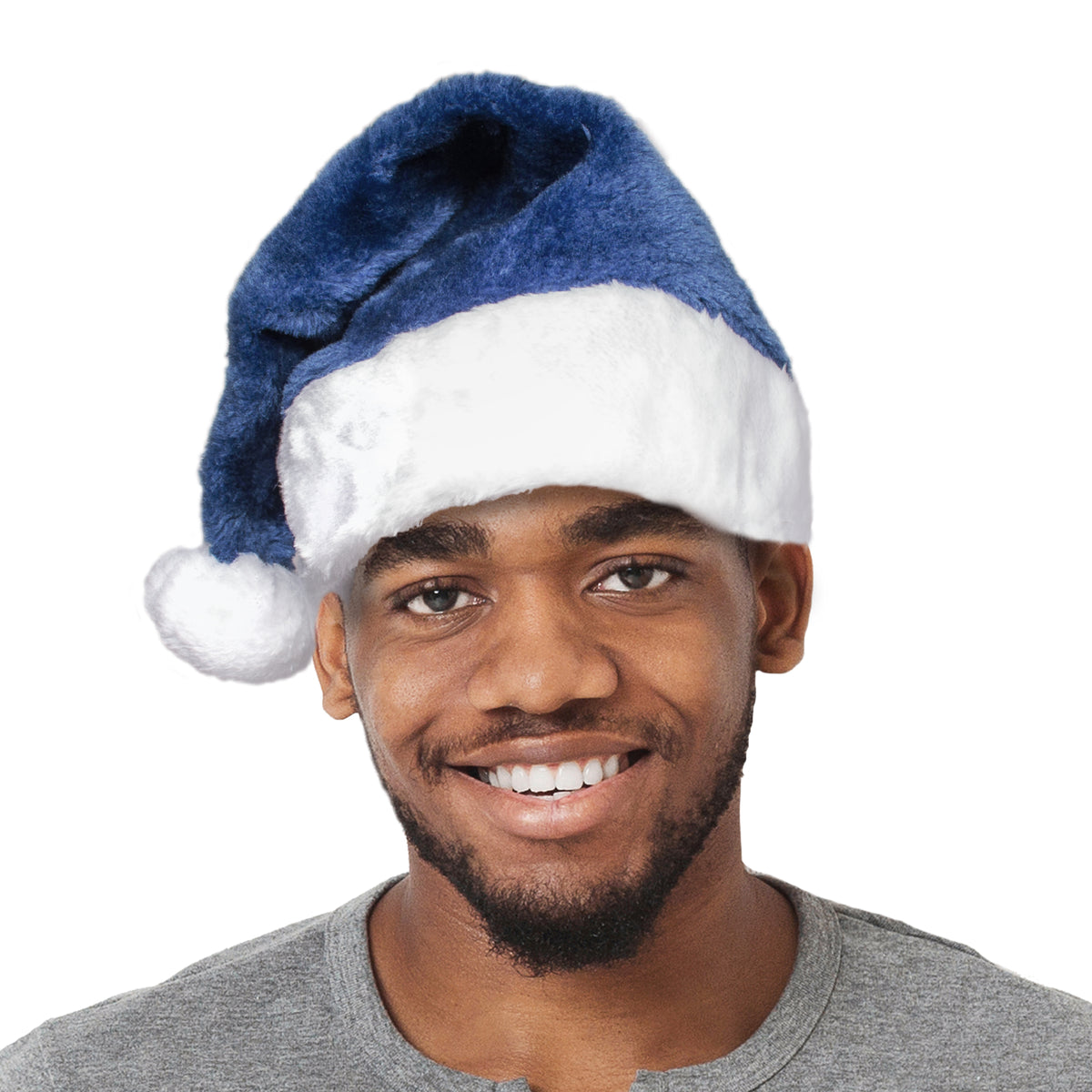Royal Blue Plush Santa Hat