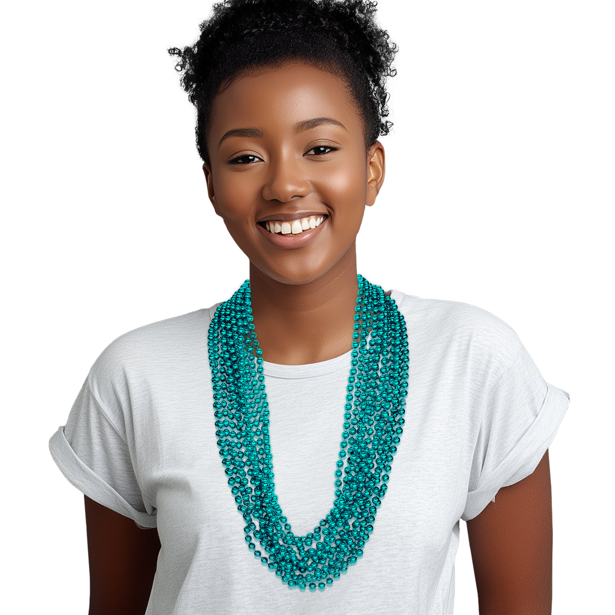 Teal 7mm Bead 33" Necklaces