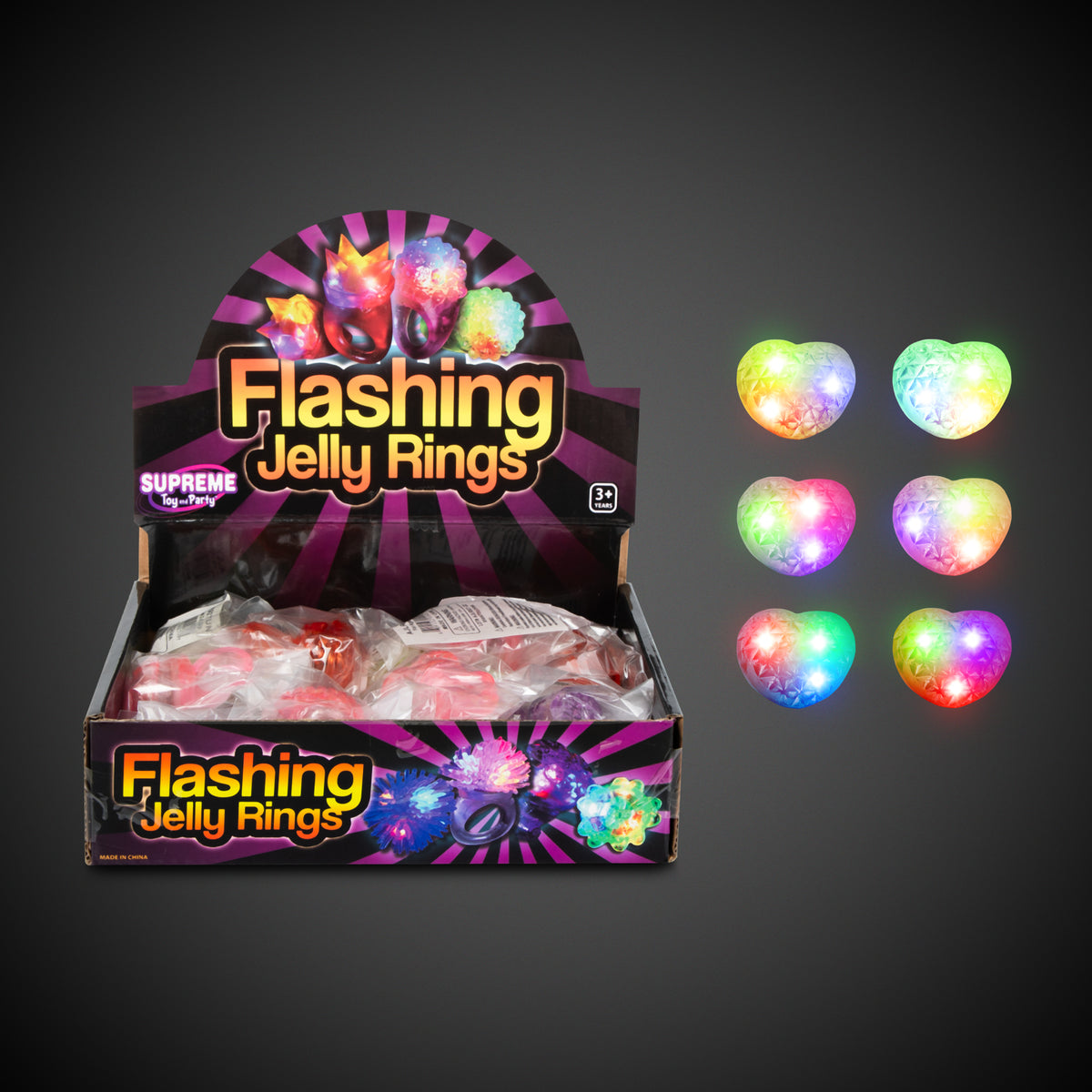 LED Jelly Heart Rings Retail Display