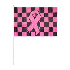 Pink Ribbon Checkered 12" x 18" Flags