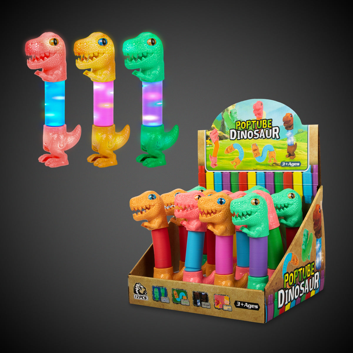 LED Dinosaur Pop Fidgets Retail Display