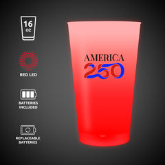America 250 Red LED 16 oz. Cup