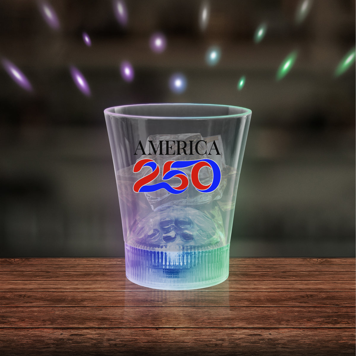 America 250 LED Disco Ball 8 oz. Rocks Glass