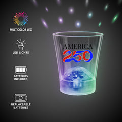 America 250 LED Disco Ball 8 oz. Rocks Glass