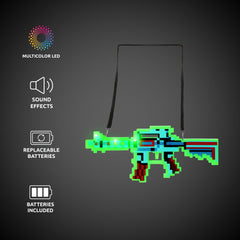 LED Green Pixel Machine Gun with Sound