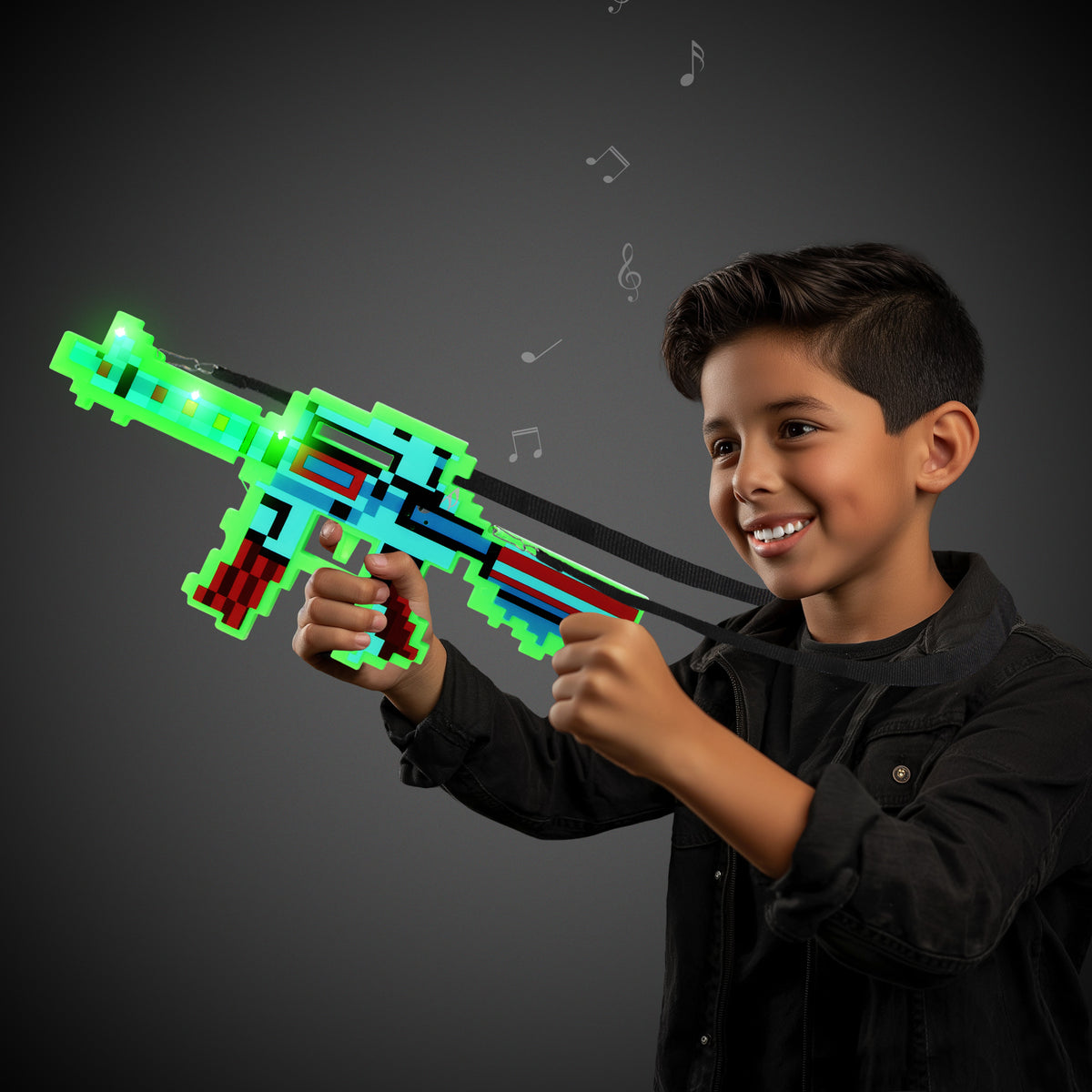 LED Green Pixel Machine Gun with Sound